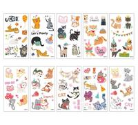 Pegatina De Tatuaje Impermeable Rosa Con Diseño De Pata De Gato Para Fiesta De Cumpleaños De Gatito, De Larga Duración 120 * 69mm