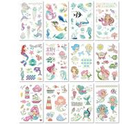 Pegatina De Tatuaje Luminosa De Sirena Para Niños, Impermeable, Con Diseño De Ballena Y Niña Fluorescente B:7.5x12cm A0044