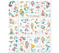 Pegatina De Tatuaje Luminosa De Sirena Para Niños, Impermeable, Con Diseño De Ballena Y Niña Fluorescente A:7.5x12cm A0043
