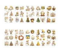 Pegatina De Tatuaje Navideño Dorado Con Forma De Campana, Alce Y Papá Noel Para Decoración De Fiestas Navideñas. 120 * 69mm