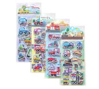 Pegatina de Vehículo 3D - 4 Piezas Pegatinas Creativas de PVC de Ingeniería, Pegatinas Artesanales para Álbum Infantil, Dibujos Decorativos para la Construcción de Camiones de Automóviles