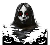 Pegatina de ventana Ghost 3D - calcomanías de pared de PVC de Halloween, pegatinas de piso espeluznantes | Horror Red Eye Hair Long Feme Feme Ghost Wall Clings | Decoraciones extraíbles para