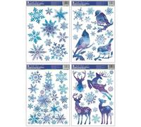 Pegatina de ventana navideña, 37 x 29 cm, azul - varios diseños