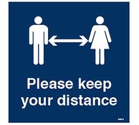 Pegatina de vinilo autoadhesivo de Keep Your Distance (400 x 400 mm).