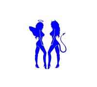 Pegatina de vinilo con diseño de ángel y diablo for coche, for ventanilla, parabrisas y motocicleta(Blue,15x12cm)