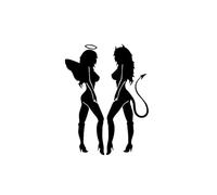 Pegatina de vinilo con diseño de ángel y diablo for coche, for ventanilla, parabrisas y motocicleta(Black,30x24cm)