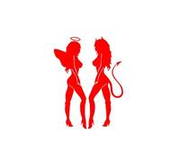 Pegatina de vinilo con diseño de ángel y diablo for coche, for ventanilla, parabrisas y motocicleta(Red,30x24cm)