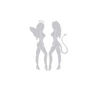 Pegatina de vinilo con diseño de ángel y diablo for coche, for ventanilla, parabrisas y motocicleta(Silver,20x16cm)