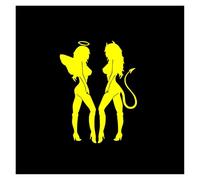 Pegatina de vinilo con diseño de ángel y diablo for coche, for ventanilla, parabrisas y motocicleta(Yellow,20x16cm)