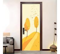 Pegatina Decorativa 3D Para Puerta 77x200 cm PatróN De Colinas OtoñAles Vinilo Autoadhesivo Pegatinas para Puertas Amarillo Impermeable para Dormitorio BañO, Cocina Y Oficina