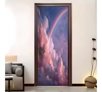 Pegatina Decorativa 3D Para Puerta 86x200 cm ArcoíRis De Cielo Estrellado De EnsueñO Vinilo Autoadhesivo Pegatinas para Puertas Vistoso Impermeable para Dormitorio BañO, Cocina Y Oficina
