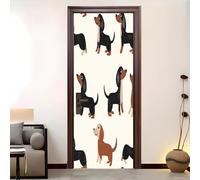 Pegatina Decorativa 3D Para Puerta 95x215 cm Animal Perro Salchicha Vinilo Autoadhesivo Pegatinas para Puertas Beige Impermeable para Dormitorio BañO, Cocina Y Oficina