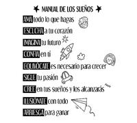 Pegatina decorativa centro educativo Vinilo decorativo para colegios vuelta al cole. Vinilo adhesivo pared colegio. Frases motivadoras(MANUAL DE LOS SUEÑOS)
