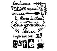 Pegatina Decorativa Cocina Restaurante Bar. Vinilo para cocina y cafetería restaurante. Decoración cocinas pegatinas pared (LAS BUENAS IDEAS EMPIEZAN, 85cm (ancho) x 120cm (alto))