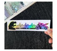 Pegatina "Dios ilumina mi camino" for motocicleta, tanque de combustible, casco, vinilo decorativo impermeable.(A,25x7cm)