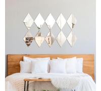 Pegatina espejo - Decoración de pared del salón - Pegatinas espejo rombo - Juego de 10 pegatinas