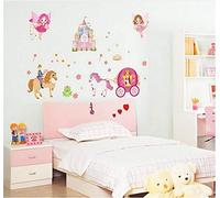 Pegatina fluorescente princesas La bella durmiente Castillo real Príncipe a caballo Art deco casa Decoración de pared decoración etiqueta engomada las etiquetas hermoso Habitación de bebé