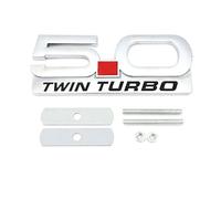 Pegatina for Coche modificada 5.0, Emblema de Parrilla Delantera, capó y Maletero Trasero(Twin TUBRO Grille-01)