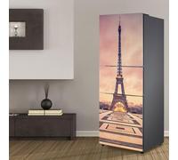 Pegatina for nevera, cubierta completa for puerta, decoración de cubiertas, pegatinas pared for congelador, calcomanía cocina, vista la Torre Eiffel París(S: 60x150 cm)