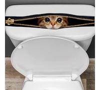Pegatina Gato Divertida para Tapa de Inodoro PVC Autoadesivo, Impermeable Pegatina WC, Decoración Inodoro para Oficina & Baño