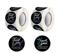 Pegatina Gracia 1.5 Inch Etiqueta de Agradecimiento Redondas Autoadhesivas Pegatinas Gracias con Letra de Plata Pegatinas Thank You para Hecha a Mano Regalo Embalaje 2 Rollo 1000 Pcs (Negro)