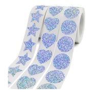Pegatina holográfica decorativa, Pegatinas 500 piezas 1 pulgada redondas amor corazón estrellas en relieve blanco(Yh285-500pcs)