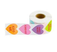 Pegatina holográfica decorativa, Pegatinas de relieve en forma corazón 2,5 cm redondas 50-500 piezas(QY847-100pcs)