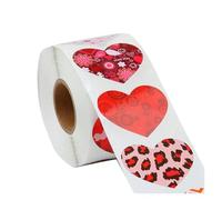 Pegatina holográfica decorativa, Pegatinas de relieve en forma corazón 2,5 cm redondas 50-500 piezas(QY790-300pcs)