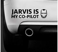 Pegatina "Jarvis is my co-pilot" para coche y moto (negro)