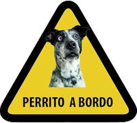 Pegatina Mascota a Bordo. Perrito a Bordo. Adhesivo vinilo para coche o moto. Sticker 15 x 13'7 cm. (Modelo 2)