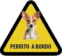 Pegatina Mascota a Bordo. Perrito a Bordo. Adhesivo vinilo para coche o moto. Sticker 15 x 13'7 cm. (Modelo 10)