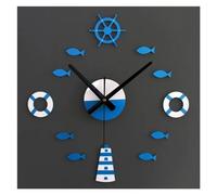Pegatina mural Reloj Relojes adhesivos for pared DIY for el hogar, boya salvavidas, barco de mar azul, peces, Relojes de pared, regalos for habitación de niños, decoración, relojes de marinero for par