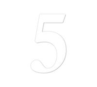 Pegatina número nº 5 en blanco | Altura 10 cm | Número de casa autoadhesivo, cifra para pegar en exteriores, buzón, puerta | Resistente al clima | kfz4635