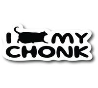 Pegatina para amantes de los gatos, paquete de 5 en 2, diseño de texto en inglés "I Love My Chonk" - Adhesivo para coche, pared, portátil, celda, camión para Windows, coches, PS896