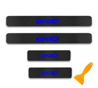 Pegatina para El Alféizar De La Puerta del Coche De Fibra De Carbono, 4 Piezas para Ho-nda Brio, Tiras De Pedal De Bienvenida, Placas De Retroceso, Accesorios De Estilo, con Raspador (Azul)