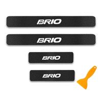 Pegatina para El Alféizar De La Puerta del Coche De Fibra De Carbono, 4 Piezas para Ho-nda Brio, Tiras De Pedal De Bienvenida, Placas De Retroceso, Accesorios De Estilo, con Raspador (Blanco)