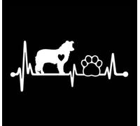 Pegatina para el coche, 15 cm (5,9 pulgadas), borde blanco, collie, latido del corazón, amor, cardiograma, pegatina para mascotas, perro, resistente al agua, pegatinas border collie huellas de perros,