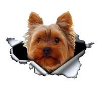 Pegatina para el coche de 25 cm (9,8 pulgadas) Yorkshire Terrier Pegatina de coche Yorkshire Terrier Pegatina de coche mascota perro impermeable 3D rasgado metal pegatinas reflectantes decorativas