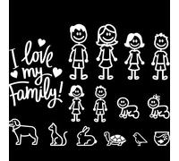 Pegatina para el coche, diseño de familia cariñosa, pegatinas personalizadas, 18 cm (7,1 pulgadas), divertidas mascotas de la familia, pegatinas "I Love My Family Sign Sticker parachoques luna trasera
