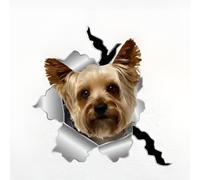 Pegatina para el coche Yorkshire Terrier 15 cm (5,9 pulgadas) Yorkshire Terrier Reflectante Autoadhesivo 3D Rasgado Mascota Perro Divertido Pegatina Autoparachoques Decoración para la luna trasera