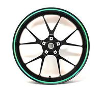 Pegatina para llanta borda ancho 7mm cromo holograma tira decorativa con herramienta de montaje 16" 17" 18" 19" para motocicleta, coche, bicicleta (verde holograma)