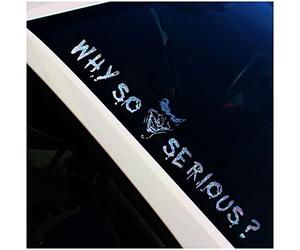 Pegatina para parabrisas con texto "Why so serious? Joker » FS56 - Parabrisas trasero, parabrisas de coche, color plateado