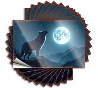 Pegatina para parachoques, diseño de lobo aullando a la luna: una aventura nocturna, 10 unidades, calcomanías para caja de herramientas, decoración de bar al aire libre (12 x 18 cm)