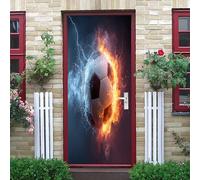 Pegatina para Puerta Autoadhesiva 95x215 cm PatróN de FúTbol Deportivo Papel Pintado para Puerta Impermeable Gris Extraíble, Pegatinas Decorativas para Baño, Sala de Estar