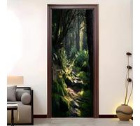 Pegatina Para Puerta Autoadhesiva Bosque Matutino Póster De Puerta 88x200 cm Para Sala De Estar Dormitorio Baño Oficina Paisajes Naturales Papel Tapiz Mural Artístico Pegatina De Pared