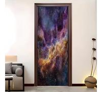 Pegatina Para Puerta Autoadhesiva Tema Del Cielo Estrellado Papel Tapiz Mural Artístico Pegatina De Pared PúRpura Póster De Puerta 83x204 cm Para Sala De Estar Dormitorio Baño