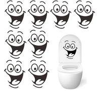 Pegatina Pegatina divertida,8 piezas Smile de inodoro inodoro, DIY Baño Pegatina de calcomanía de pared, Pegatinas Pegatinas removibles para baños, decoración de la pegatina de pared 24x18 cm