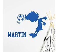 Pegatina Personalizable con Nombre - Decoración de Pared para habitación Infantil - 2 láminas de 30 x 30 cm y 60 x 25 cm - Azul Marino