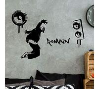 Pegatina Personalizable con Nombre - Decoración de Pared para habitación Infantil - 2 láminas de 60 x 30 cm y 50 x 30 cm - Negro