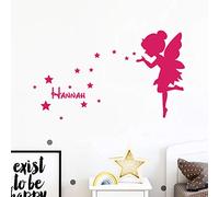 Pegatina Personalizada con Nombre Personalizado, decoración de Pared para habitación Infantil, 2 láminas de 40 x 20 cm y 40 x 25 cm, Color Fucsia